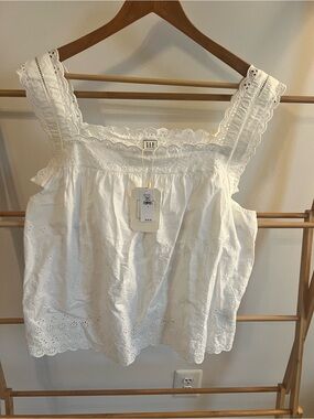 DOEN/GAP White Eyelet Square-Neck Tank Top NWT
